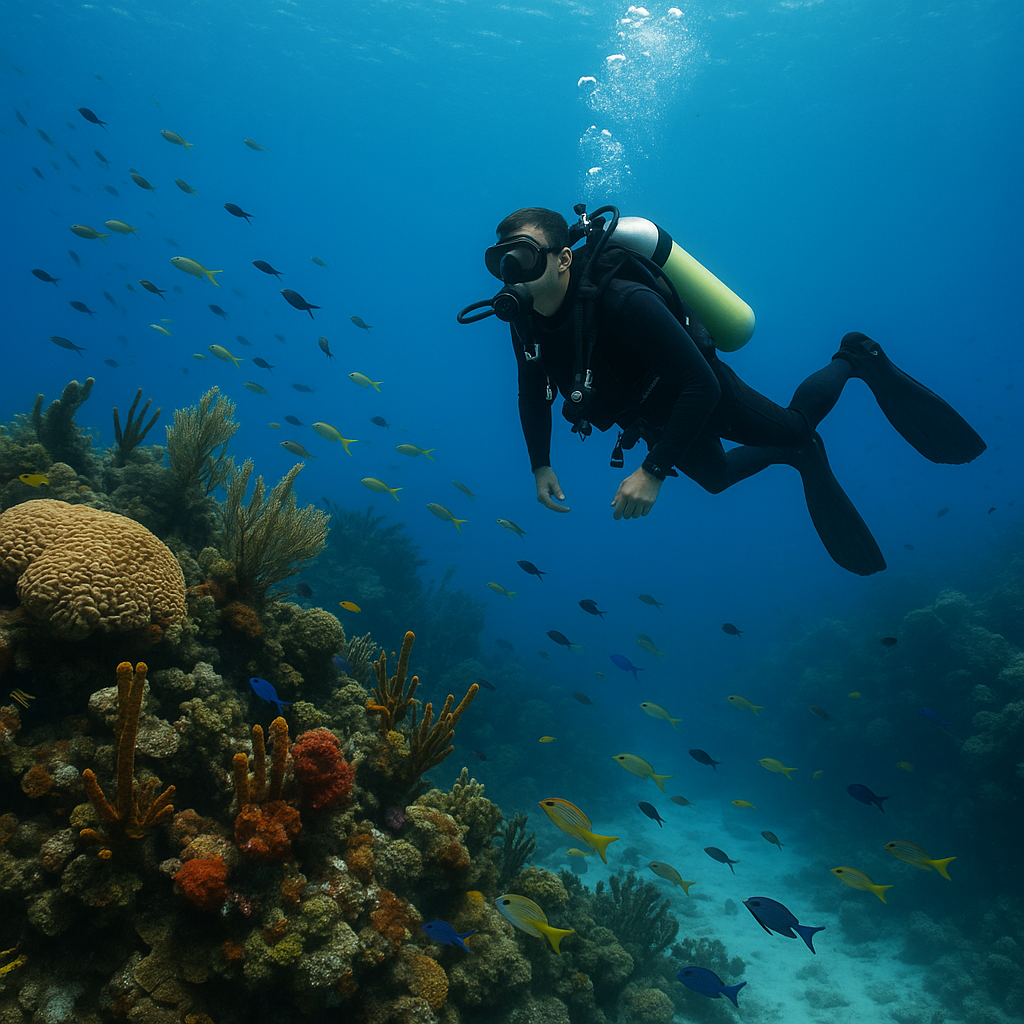Vibrant coral reef in Roatan